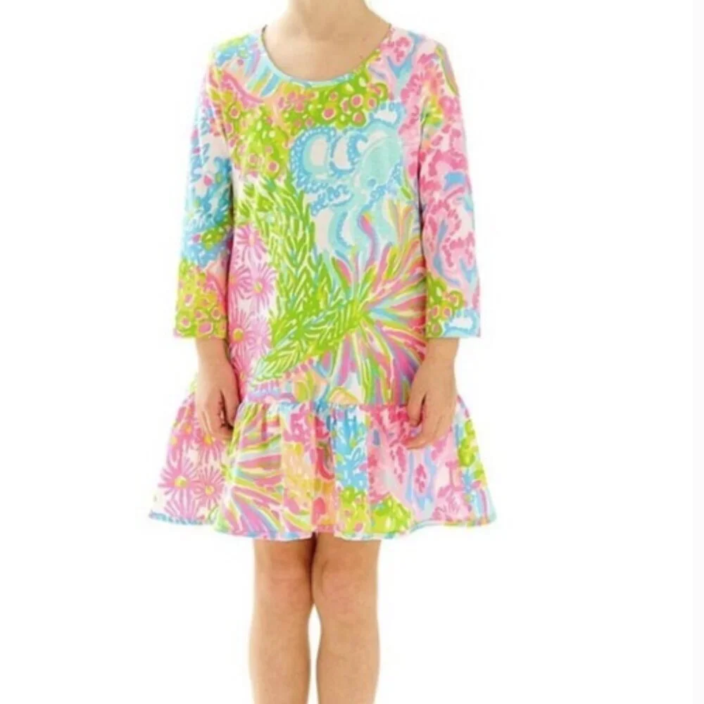 Lilly Pulitzer girls Ricca dress in Multi Lover's Coral size Large (8-10)